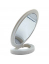 Tradineur - Espejo redondo de doble cara - Soporte de mano profesional con mango plegable - diámetro de 16 cm - color blanco