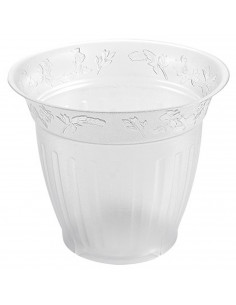Tradineur - Maceta de plástico transparente - Macetero, tiesto para plantas, flores, balcón, terraza, hogar - Ø 16,1 x 13,7 cm