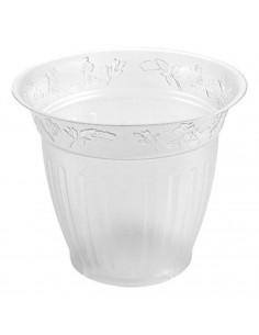 Tradineur - Maceta de plástico transparente - Macetero, tiesto para plantas, flores, balcón, terraza, hogar - Ø 21,1 x 17.2 cm