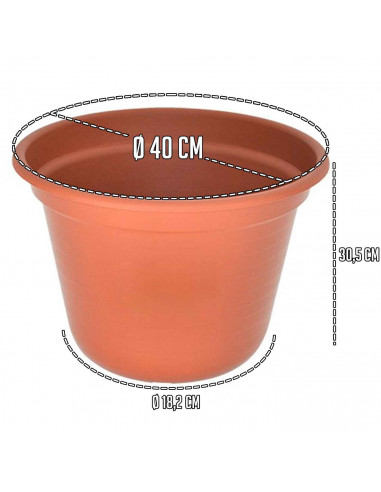 Tradineur - Maceta de plástico - Diseño de rayas - Macetero, tiesto para plantas, flores, balcón, terraza, hogar - Ø 40 x 30,5 c