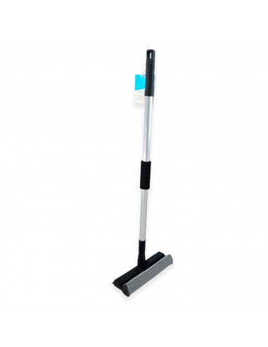 Tradineur - Limpiacristales telescópico con mango extensible -  Fabricado en acero y plástico - Desde 59 cm hasta 96 cm