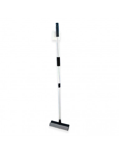 Tradineur - Limpiacristales telescópico con mango extensible -  Fabricado en acero y plástico - Desde 59 cm hasta 96 cm