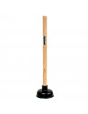 Tradineur - Desatascador para baño - Fabricado en madera y goma - Ideal para bañeras y váteres - Longitud de 47 cm