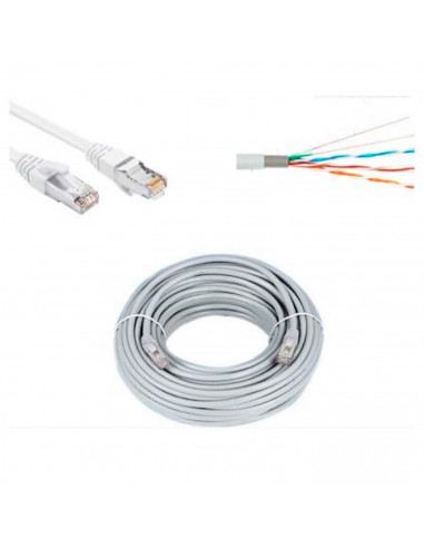 Tradineur - Cable de red Ethernet RJ45 - Fabricado en plástico y latón - Cuenta con una longitud de 20 Metros - Cable para trans