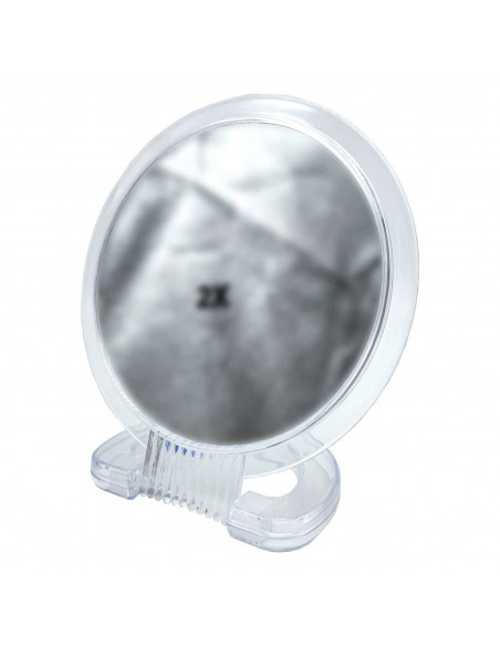 Tradineur - Espejo redondo de doble cara - Soporte de mano profesional con mango plegable - diámetro de 16 cm - Transparente Tradineur - Espejo redondo de doble cara - Soporte de mano profesional con mango plegable - diámetro de 16 cm - Transparente
