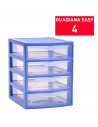 Tradineur - Cajonera de sobremesa guadiana multiusos de plástico, 4 cajones transparentes, fabricada en España (Azul, 22,5 x 18
