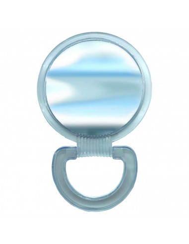 Tradineur - Espejo redondo de doble cara - Soporte de mano profesional con mango plegable - diámetro de 16 cm - Transparente