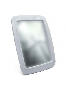 Tradineur - Espejo rectangular - Fabricado en plástico - Incluye soporte para mantenerlo en pie - 19,1 x 13,9 cm - color blanco