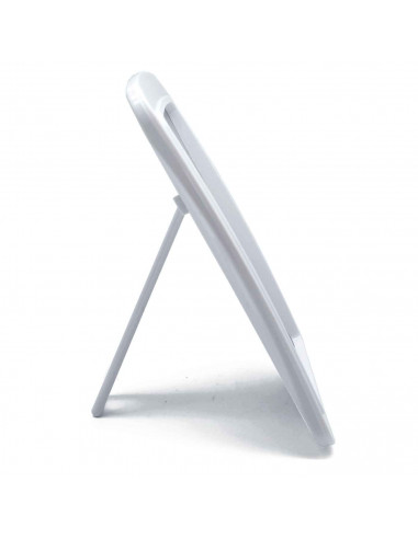 Tradineur - Espejo rectangular - Fabricado en plástico - Incluye soporte para mantenerlo en pie - 19,1 x 13,9 cm - color blanco
