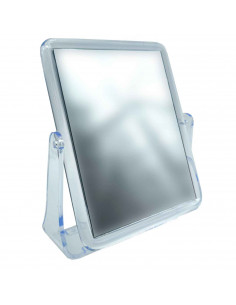 Tradineur - Espejo rectangular de doble cara - Fabricado en plástico - Incluye soporte para mantenerlo en pie - 7,5 x 15,2 cm -