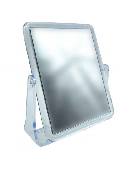 Tradineur - Espejo rectangular de doble cara - Fabricado en plástico - Incluye soporte para mantenerlo en pie - 7,5 x 15,2 cm -