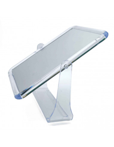 Tradineur - Espejo rectangular de doble cara - Fabricado en plástico - Incluye soporte para mantenerlo en pie - 7,5 x 15,2 cm -