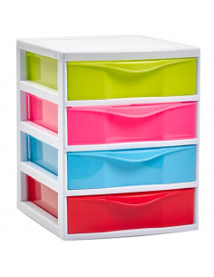 Tradineur - Cajonera guadiana de sobremesa, incluye 4 cajones, torre de almacenaje, armario, baño, oficina, fabricada en España