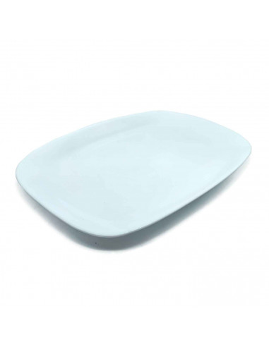 Tradineur - Fuente rectangular "Parma" - Fabricado en vidrio opal - apto para lavavajillas. - 2 x 33,2 x 24,5 cm - Color Blanco