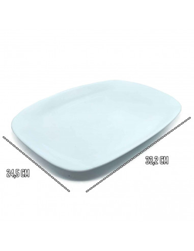 Tradineur - Fuente rectangular "Parma" - Fabricado en vidrio opal - apto para lavavajillas. - 2 x 33,2 x 24,5 cm - Color Blanco