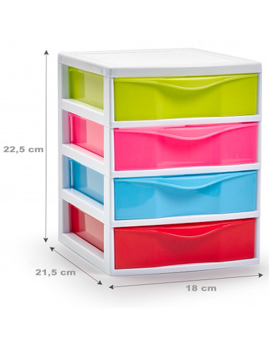 Tradineur - Cajonera guadiana de sobremesa, incluye 4 cajones, torre de almacenaje, armario, baño, oficina, fabricada en España