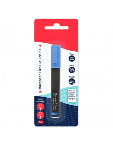 Tradineur - Marcador de tiza líquida para pizarra - Borrable - punta reversible (redonda y biselada) - Ideal para diseño comerci