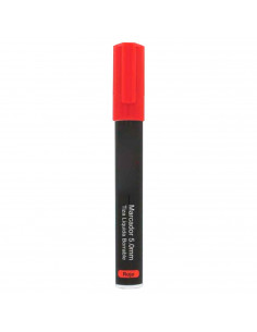 Tradineur - Marcador de tiza liquida color rojo borrable con punta reversible (redonda y biselada) - Ideal para diseño comercial