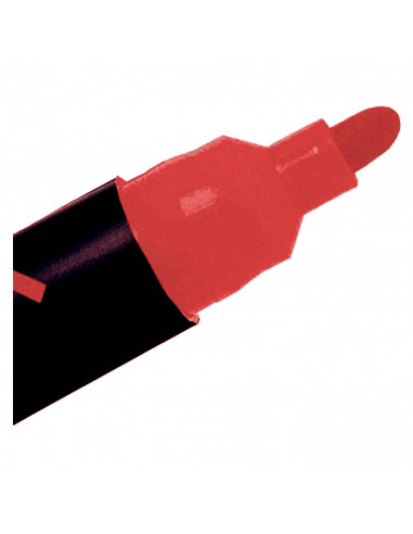 Tradineur - Marcador de tiza liquida color rojo borrable con punta reversible (redonda y biselada) - Ideal para diseño comercial
