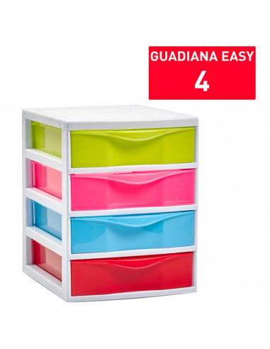 Tradineur - Cajonera guadiana de sobremesa, incluye 4 cajones, torre de almacenaje, armario, baño, oficina, fabricada en España