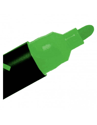 Tradineur - Marcador de tiza liquida color verde borrable con punta reversible (redonda y biselada) - Ideal para diseño comercia