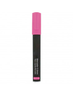Tradineur - Marcador de tiza liquida color rosa borrable con punta reversible (redonda y biselada) - Ideal para diseño comercial