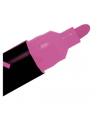 Tradineur - Marcador de tiza liquida color rosa borrable con punta reversible (redonda y biselada) - Ideal para diseño comercial