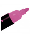 Tradineur - Marcador de tiza liquida color rosa borrable con punta reversible (redonda y biselada) - Ideal para diseño comercial