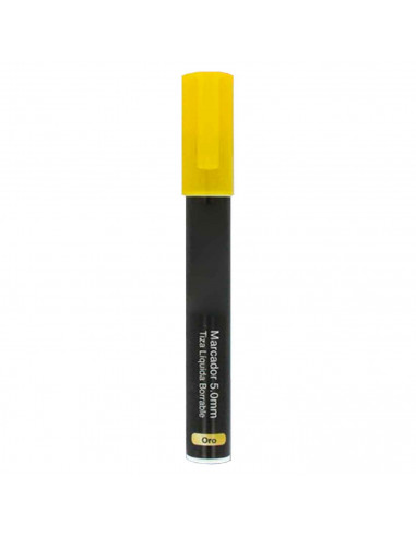 Tradineur - Marcador de tiza liquidad color oro borrable con punta reversible (redonda y biselada) - Ideal para diseño comercial