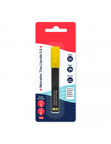 Tradineur - Marcador de tiza liquidad color oro borrable con punta reversible (redonda y biselada) - Ideal para diseño comercial