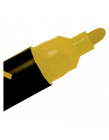 Tradineur - Marcador de tiza liquidad color oro borrable con punta reversible (redonda y biselada) - Ideal para diseño comercial