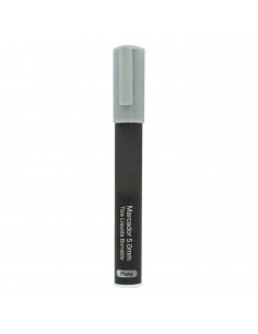 Tradineur - Marcador de tiza liquida color plata borrable con punta reversible (redonda y biselada) - Ideal para diseño comercia