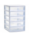 Tradineur - Cajonera guadiana de sobremesa, incluye 5 cajones transparentes, torre de almacenaje, armario, baño, oficina, fabric