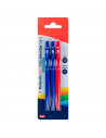 Tradineur - Set de 3 bolígrafos retráctiles - Fabricado en plástico PVC - Tinta semi gel - Punta de 1mm - Color azul y rojo. 