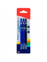 Tradineur - Set de 3 bolígrafos retráctiles - Fabricado en plástico PVC - Tinta semi gel - Punta de 1mm - Color azul y negro. 