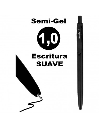 Tradineur - Set de 3 bolígrafos retráctiles - Fabricado en plástico PVC - Tinta semi gel - Punta de 1mm - Color azul y negro. 