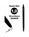 Tradineur - Set de 3 bolígrafos retráctiles - Fabricado en plástico PVC - Tinta semi gel - Punta de 1mm - Color azul y negro. 