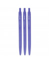 Tradineur - Set de 3 bolígrafos retráctiles - Fabricado en plástico PVC - Tinta semi gel - Punta de 1mm - Color azul.