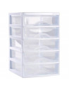 Tradineur - Cajonera guadiana de sobremesa, incluye 5 cajones transparentes, torre de almacenaje, armario, baño, oficina, fabric