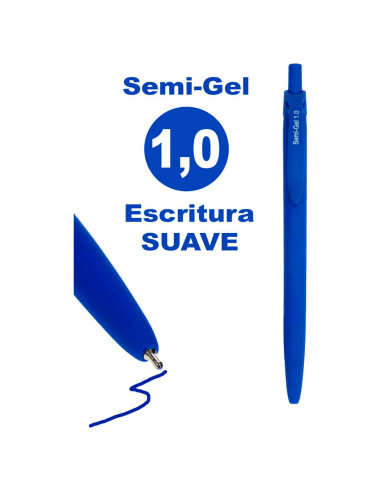 Tradineur - Set de 3 bolígrafos retráctiles - Fabricado en plástico PVC - Tinta semi gel - Punta de 1mm - Color azul.