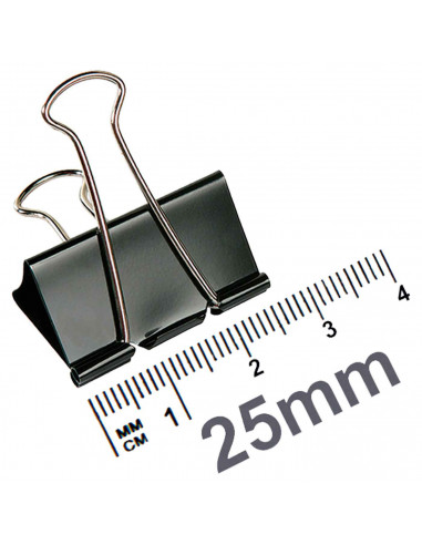 Tradineur - Pinzas abatibles para oficina - Fabricado en plástico y metal - Pinzas para papel grande - 8 Unidades - 25 mm