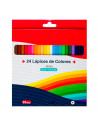 Tradineur - Caja de 24 lápices de colores brillantes y luminosos - Fabricados en madera - Cuerpo hexagonal - Longitud 18 cm