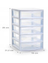 Tradineur - Cajonera guadiana de sobremesa, incluye 5 cajones transparentes, torre de almacenaje, armario, baño, oficina, fabric