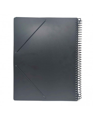 Tradineur - Carpeta con 50 fundas - Encuadernación en espiral - Tamaño A4 - Incluye bolsillo, Goma elástica de cierre - 31 x 26