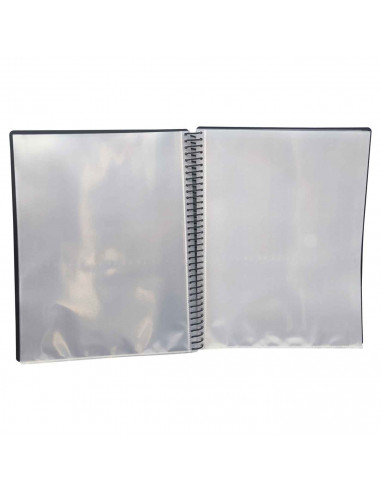 Tradineur - Carpeta con 50 fundas - Encuadernación en espiral - Tamaño A4 - Incluye bolsillo, Goma elástica de cierre - 31 x 26