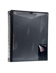 Tradineur - Carpeta con 60 fundas - Encuadernación en anillas - Tamaño A4 - Incluye bolsillo, Goma elástico de cierre - 31 x 26