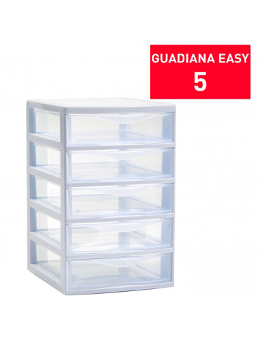Tradineur - Cajonera guadiana de sobremesa, incluye 5 cajones transparentes, torre de almacenaje, armario, baño, oficina, fabric