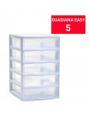 Tradineur - Cajonera guadiana de sobremesa, incluye 5 cajones transparentes, torre de almacenaje, armario, baño, oficina, fabric