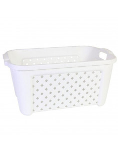 Cesta para la ropa rectangular "arianna", de color blanco, de 58 x 38 x 26 cm cm con capacidad de 35 litros. Cesto de plástico p