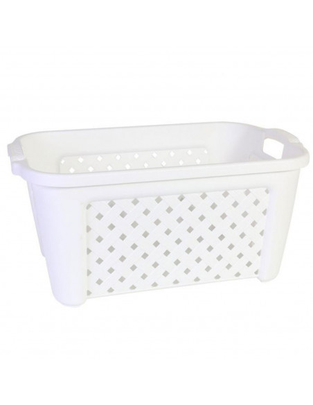 Cesta para la ropa rectangular "arianna", de color blanco, de 58 x 38 x 26 cm cm con capacidad de 35 litros. Cesto de plástico p